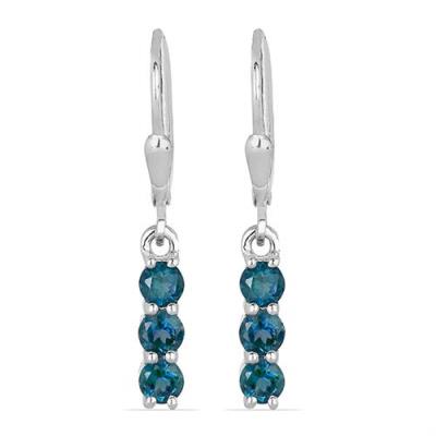 BUY NATURAL LONDON BLUE TOPAZ GEMSTONE EARRINGS IN 925 SILVER
